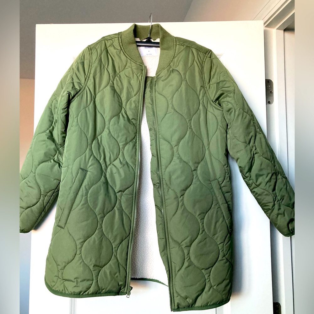 Green Quilted Coat, size M